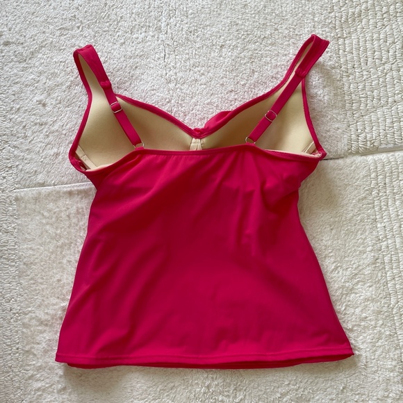 Talbots Tankini Top Women's Size 10 Swimwear Pink Padded Beach - Picture 2 of 8
